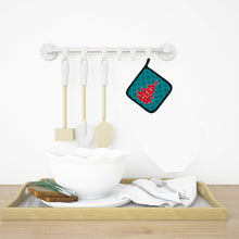 Load image into Gallery viewer, Christmas Tree Teal Red Pot Holders - Set of 2 - Heat-Resistant Kitchen Essentials BB6970PTHD