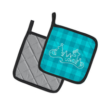 Load image into Gallery viewer, Christmas Tree Reindeer Blue Pot Holders - Set of 2 - Heat-Resistant Kitchen Essentials BB6974PTHD