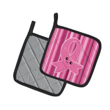 Load image into Gallery viewer, Breast Cancer Awareness Ribbon Face Pot Holders - Set of 2 - Heat-Resistant Kitchen Essentials BB6978PTHD
