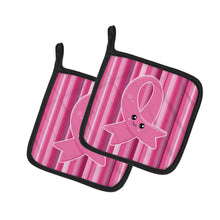 Load image into Gallery viewer, Breast Cancer Awareness Ribbon Face Pot Holders - Set of 2 - Heat-Resistant Kitchen Essentials BB6978PTHD