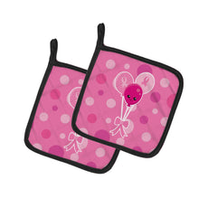 Load image into Gallery viewer, Breast Cancer Awareness Ribbon Balloons Pot Holders - Set of 2 - Heat-Resistant Kitchen Essentials BB6979PTHD