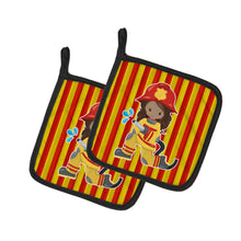Load image into Gallery viewer, Fireman Girl Pot Holders - Set of 2 - Heat-Resistant Kitchen Essentials BB7000PTHD