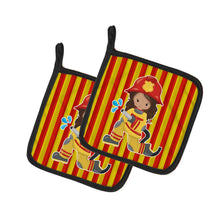 Load image into Gallery viewer, Fireman Girl Pot Holders - Set of 2 - Heat-Resistant Kitchen Essentials BB7001PTHD