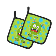 Load image into Gallery viewer, Little Monster Greenie Doodle Pot Holders - Set of 2 - Heat-Resistant Kitchen Essentials BB7003PTHD