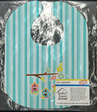 Load image into Gallery viewer, Birdhouses on Blue Stripes Baby Bib BB7011BIB