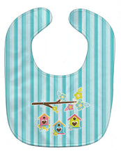 Load image into Gallery viewer, Birdhouses on Blue Stripes Baby Bib BB7011BIB