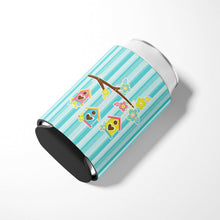 Load image into Gallery viewer, Birdhouses on Blue Stripes Can or Bottle Hugger BB7011CC