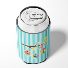 Load image into Gallery viewer, Birdhouses on Blue Stripes Can or Bottle Hugger BB7011CC