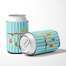 Load image into Gallery viewer, Birdhouses on Blue Stripes Can or Bottle Hugger BB7011CC