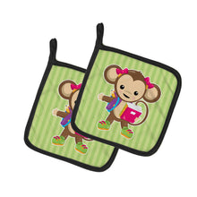Load image into Gallery viewer, Monkey Going to School Pot Holders - Set of 2 - Heat-Resistant Kitchen Essentials BB7016PTHD
