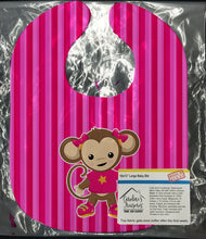 Load image into Gallery viewer, Monkey on Pink Stripes Baby Bib BB7020BIB