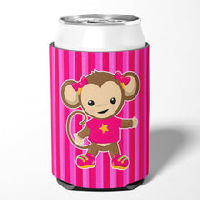 Load image into Gallery viewer, Monkey on Pink Stripes Can or Bottle Hugger BB7020CC