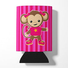 Load image into Gallery viewer, Monkey on Pink Stripes Can or Bottle Hugger BB7020CC