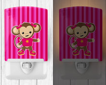 Load image into Gallery viewer, Monkey on Pink Stripes Ceramic Night Light BB7020CNL