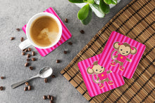 Load image into Gallery viewer, Monkey on Pink Stripes Foam Coaster  BB7020FC