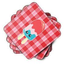 Load image into Gallery viewer, Ice Pop Popsicle Face Gingham Foam Coaster  BB7067FC