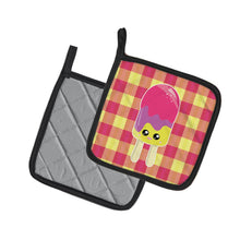 Load image into Gallery viewer, Ice Pop Popsicle Face Gingham Pot Holders - Set of 2 - Heat-Resistant Kitchen Essentials BB7068PTHD