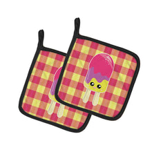 Load image into Gallery viewer, Ice Pop Popsicle Face Gingham Pot Holders - Set of 2 - Heat-Resistant Kitchen Essentials BB7068PTHD