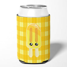 Load image into Gallery viewer, Ice Pop Popsicle Face Gingham Yellow Can or Bottle Hugger BB7069CC
