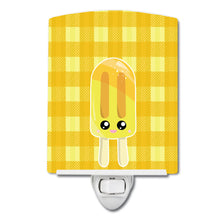 Load image into Gallery viewer, Ice Pop Popcicle Face Gingham Yellow Ceramic Night Light BB7069CNL