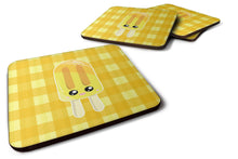 Load image into Gallery viewer, Ice Pop Popsicle Face Gingham Yellow Foam Coaster  BB7069FC