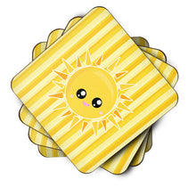 Load image into Gallery viewer, Sunshine Sun Face on Stripes Foam Coaster  BB7071FC