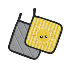 Load image into Gallery viewer, Sunshine Sun Face on Stripes Pot Holders - Set of 2 - Heat-Resistant Kitchen Essentials BB7071PTHD