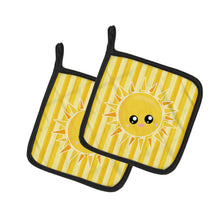 Load image into Gallery viewer, Sunshine Sun Face on Stripes Pot Holders - Set of 2 - Heat-Resistant Kitchen Essentials BB7071PTHD