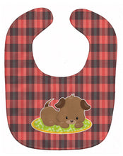 Load image into Gallery viewer, Puppy on Black Red Gingham Baby Bib BB7072BIB