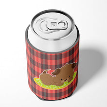 Load image into Gallery viewer, Puppy on Black Red Gingham Can or Bottle Hugger BB7072CC
