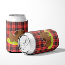 Load image into Gallery viewer, Puppy on Black Red Gingham Can or Bottle Hugger BB7072CC