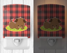 Load image into Gallery viewer, Puppy on Black Red Gingham Ceramic Night Light BB7072CNL