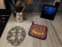 Load image into Gallery viewer, Puppy on Black Red Gingham Pot Holders - Set of 2 - Heat-Resistant Kitchen Essentials BB7072PTHD