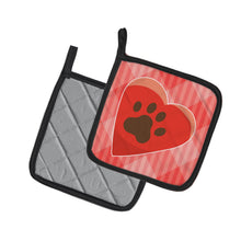 Load image into Gallery viewer, Puppy Pawprint Heart Pot Holders - Set of 2 - Heat-Resistant Kitchen Essentials BB7073PTHD