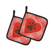Load image into Gallery viewer, Puppy Pawprint Heart Pot Holders - Set of 2 - Heat-Resistant Kitchen Essentials BB7073PTHD