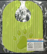 Load image into Gallery viewer, Puppy Pawprint Green Stripes Baby Bib BB7074BIB