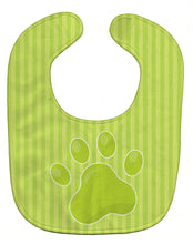 Load image into Gallery viewer, Puppy Pawprint Green Stripes Baby Bib BB7074BIB