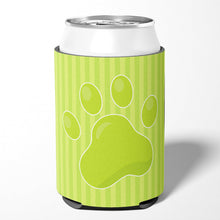 Load image into Gallery viewer, Puppy Pawprint Green Stripes Can or Bottle Hugger BB7074CC