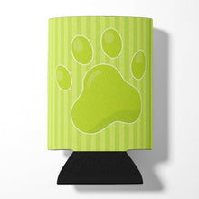 Load image into Gallery viewer, Puppy Pawprint Green Stripes Can or Bottle Hugger BB7074CC