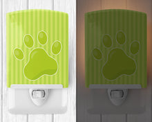 Load image into Gallery viewer, Puppy Pawprint Green Stripes Ceramic Night Light BB7074CNL
