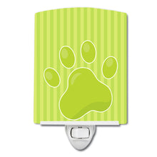 Load image into Gallery viewer, Puppy Pawprint Green Stripes Ceramic Night Light BB7074CNL