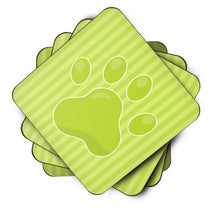 Load image into Gallery viewer, Puppy Pawprint Green Stripes Foam Coaster  BB7074FC