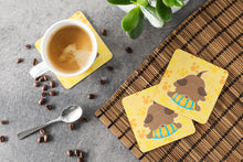 Load image into Gallery viewer, Puppy on Yellow Pawprints Foam Coaster  BB7076FC