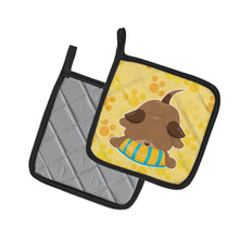 Load image into Gallery viewer, Puppy on Yellow Pawprints Pot Holders - Set of 2 - Heat-Resistant Kitchen Essentials BB7076PTHD