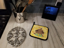 Load image into Gallery viewer, Puppy on Yellow Pawprints Pot Holders - Set of 2 - Heat-Resistant Kitchen Essentials BB7076PTHD