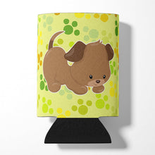 Load image into Gallery viewer, Puppy on Green Pawprints Can or Bottle Hugger BB7078CC