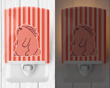 Load image into Gallery viewer, Rabbit on Pink Stripes Ceramic Night Light BB7080CNL