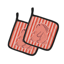 Load image into Gallery viewer, Rabbit on Pink Stripes Pot Holders - Set of 2 - Heat-Resistant Kitchen Essentials BB7080PTHD