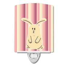 Load image into Gallery viewer, Rabbit on Stripes Ceramic Night Light BB7084CNL