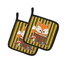 Load image into Gallery viewer, Baby Fox Tree Stripes Pot Holders - Set of 2 - Heat-Resistant Kitchen Essentials BB7088PTHD